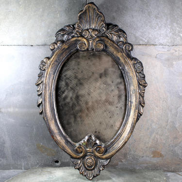 Ornate Oval Frame with Mirror - Gorgeous Ebony and Gold Painted Oval Wooden Frame - Perfect for Unique Art  | FREE SHIPPING 