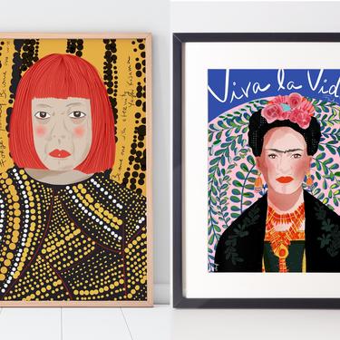 Set of 2 Icon Series Famous Women Art Prints  Ready to Frame Wall Art  Feminist Illustration cubicle decor Office Art Home Decor 