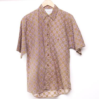 vintage short sleeve FRESH PRINCE cotton abstract VERSACE style men's shirt -- size medium 