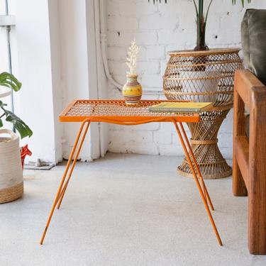 Vintage Outdoor Metal Side Table in Orange