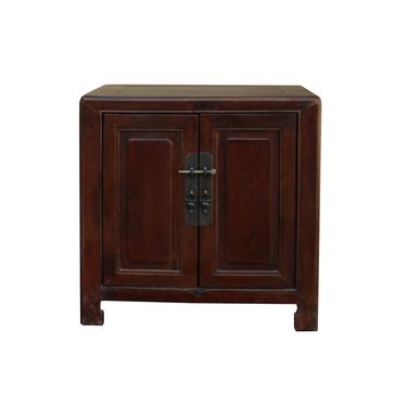 Chinese Ming Style Republic China Brown Simple End Table Nightstand cs3062S