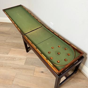 Antique English Victorian Mahogany Bagatelle Bar Billiards Flip Top Game Board Table On Stand / Coffee Table 