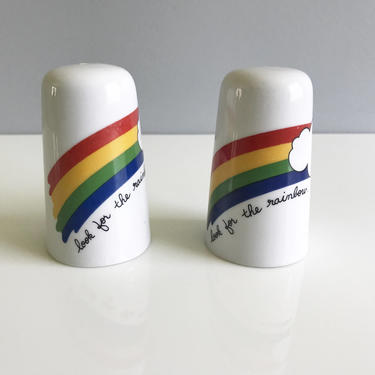 Vintage Rainbow Salt and Pepper Shakers / Ceramic Rainbow Salt and Pepper Shakers / Look for the rainbow Salt and Pepper shakers 