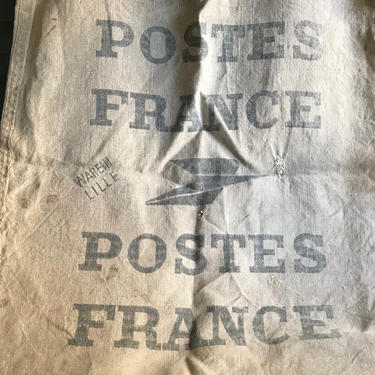 French Postes Sack, Large Postal Bag, Hemp, Upholstery Sewing Fabric 
