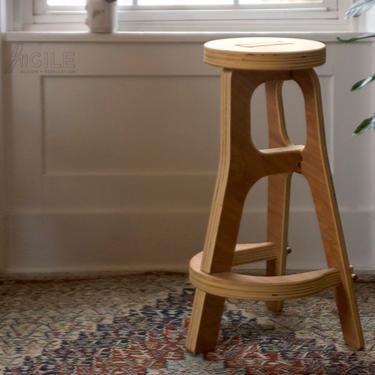 KAWA Wooden Stool // a small and light wood stool available in bar stool height and counter stool height by DesignAgile