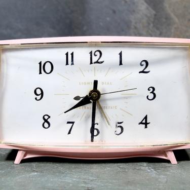 Pink Mid-Century GE Alarm Clock - Vintage &quot;Mod&quot; Clock - Classic Vintage Alarm Clock - Made in the USA - Needs Repair | Free Shipping 