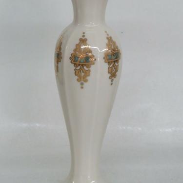 Lenox Catalan Ivory Green Gold Trim Porcelain Bud Vase 2460B
