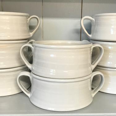 handmade bowl, soup bowl, white bowl, bowl, pottery bowl, ceramic bowl, chowder bowl, onion soup bowl, bowls with handles, white pottery 
