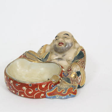 Vintage Antique Porcelain Buddha Ashtray Dish Ceramic Asian Chinese Japanese 