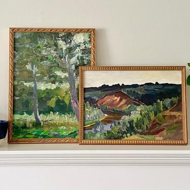 Vintage Oil Painting Mountain Landscape 