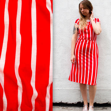 70's Red and White Candy Stripe Summer Dress in Women's Size 2 Size 4 