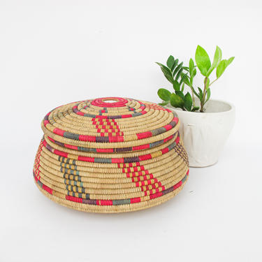 Gorgeous Colorful Vintage Matching Woven Baskets with Original Lids (Sold Separately) 