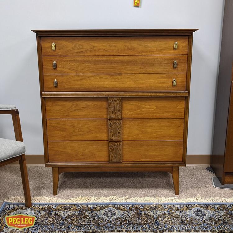 Walnut chest-on-chest from "Mayan" collection by Bassett