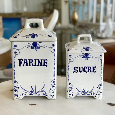 French Blue Handpainted Canister Set 