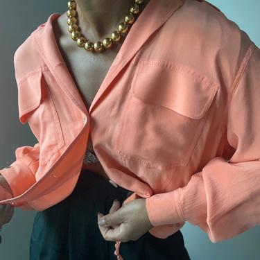 vintage pure silk cropped bomber spring  jacket 