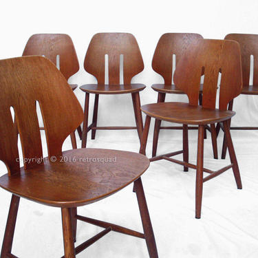 6 Modern Dining Chairs By Ejvind A. Johanss For FDB Mobler Vintage 1960 Production 
