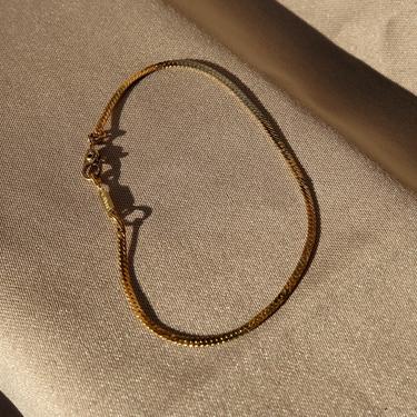 Vintage Gold tone Skinny Herringbone Bracelet 