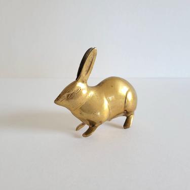 Vintage Brass Rabbit Paperweight, Metal Bunny Figurine, or Accent Decor 