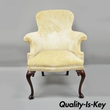Southwood Queen Anne Style Mahogany Chair Upholstered Armchair Cabriole Legs