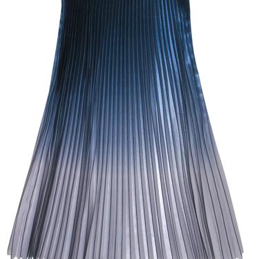 Reiss - Blue & Silver Metallic Accordion Pleated Maxi Skirt Sz 4