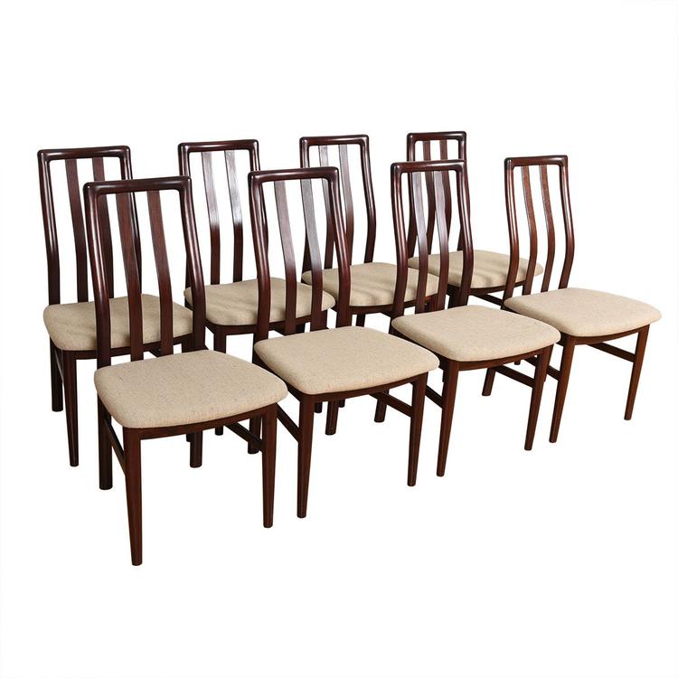 Danish Rosewood Set of 8 Tall Slat Dining Chairs