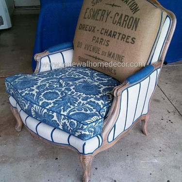 Custom order- French club chair &quot;Caroline&#39;s French club chair&quot; - Bergere chair - SOLD- Available for custom order 