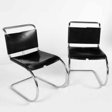 Mart Stam for Fasem Model S33 Mid Century Leather and Chrome Cantilever Chairs - mcm 