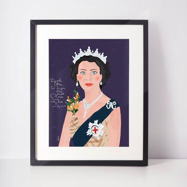 Queen Elizabeth II Art Print Crown lover gifts -Boss Gift Wall Art for cubicle decor 