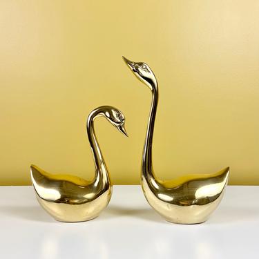Pair of Brass Swan Figurines 