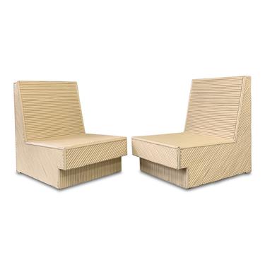 Split Reed Bamboo Lounge Chairs a Pair Mid Century