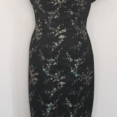 60s Silk Cherry Blossom Print Dress - Sale Does Not Apply 