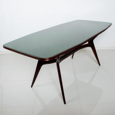 Mid-century Modern Italian Green Dining Table after ICO PARISI 1950s 