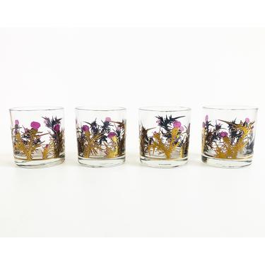 Mid Century Thistle Low Ball Tumblers by Gregory Duncan / Set of 4 