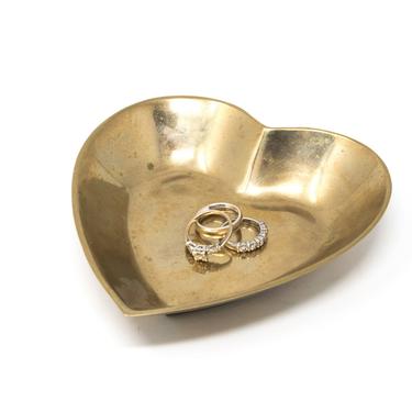 Heart Shaped Trinket Dish, Vintage Brass Ring Dish 