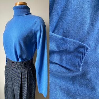 Blue Cashmere Turtleneck Sweater 