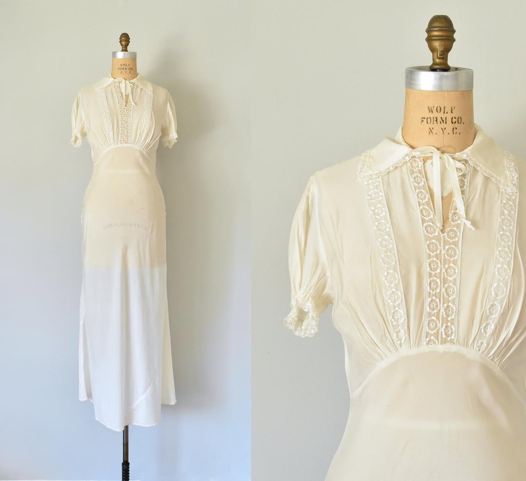 Havilland 1930s rayon nightgown, bridal lingerie, honeymoon lingerie ...