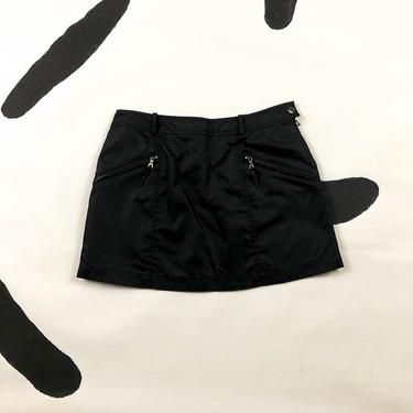 90s Prada Tessuto Nylon Mini Skirt / Pockets / Zippers / Black / Sporty / Athletic / Prada Sport / y2k / Size 40 / Size 6 / Minimal / Small 