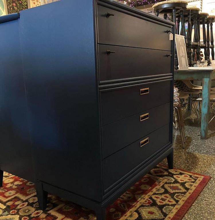                   Navy Blue Chests 5 Drawers $575