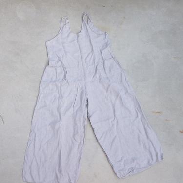 Vintage Jumper Overalls One Piece  Flax 1990s 80s sz Medium Oversized Linen 