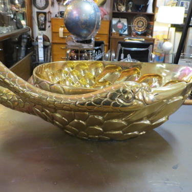 Vintage Antique style heavy brass swan bowl