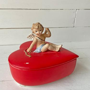 Vintage Lefton Valentine Large Heart Candy Dish // Valentine's Day Trinket, Catch All, Ring Dish, Engagement Box // Valentine's Day Gift 