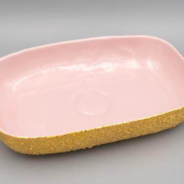 Kenwood (Shawnee) Vanity Tray 2117 | Unique Pink and Gold Confetti Line | Vintage Trinket Bowl | Hollywood Regency Ceramic Planter Dish 