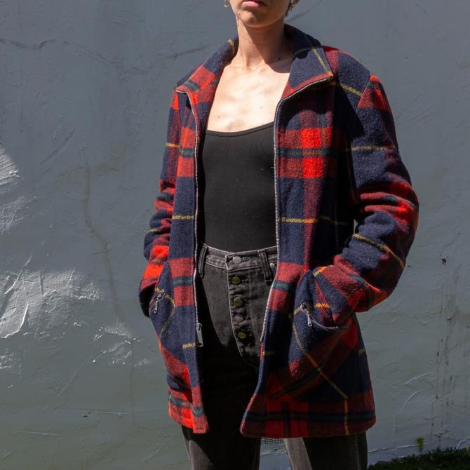 70's plaid jacket | quilted interior | vintage 