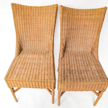 Bohemian Mid-Century Bamboo and Rattan Chairs (Sold as a Set) 