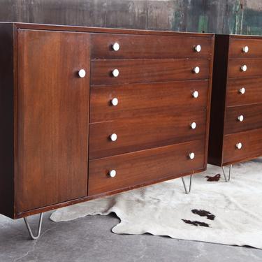 RARE ICONIC SET 2 Avail. Early Herman Miller George Nelson Thin Edge Group Walnut Mid Century Vtg Dresser Cabinet Credenza Sideboard Zeeland 
