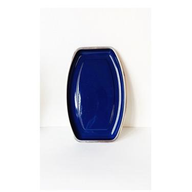 Mid Century Cathrineholm Royal Blue Enamel and Stainless Tray 