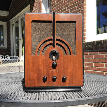 1934 Philco Tombstone AM Shortwave Art Deco Radio, Elec Restored 60MB 