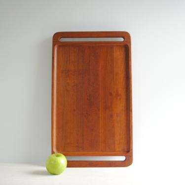 Vintage Teak Dansk Serving Tray with Handles, Large Wooden Tray, Danish Modern Tray, Mid Century Modern Wood Tray 