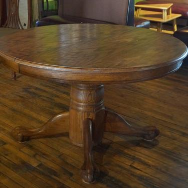 Wood Round Table w Claw Feet