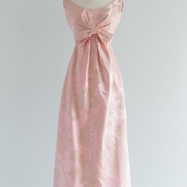 Beautiful Pale Pink Silk Brocade Evening Gown By Miss Winston / XS